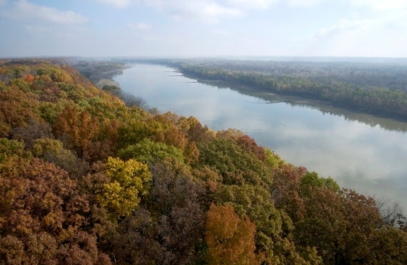 Beautiful Missouri River and the fall color.