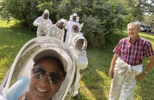 Bee hive selfie