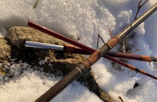 Fishing rods in snow