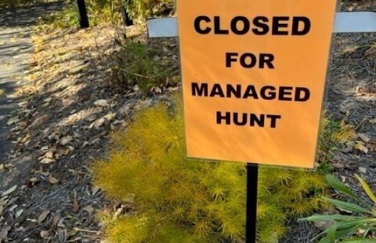 Trails closed for managed hunt sign