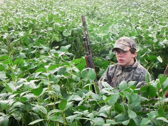 young dove hunter in field