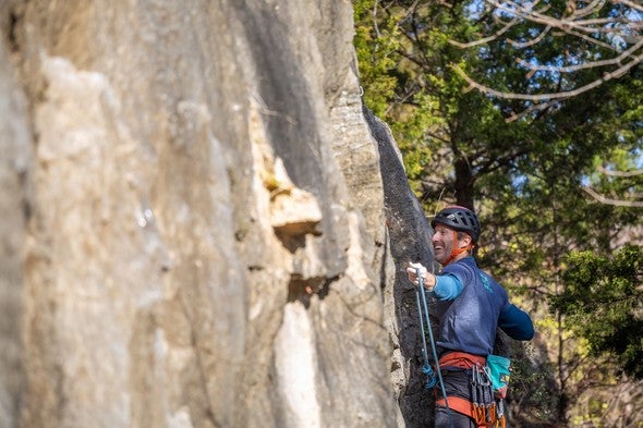 Kevin McCarthy rock climbing