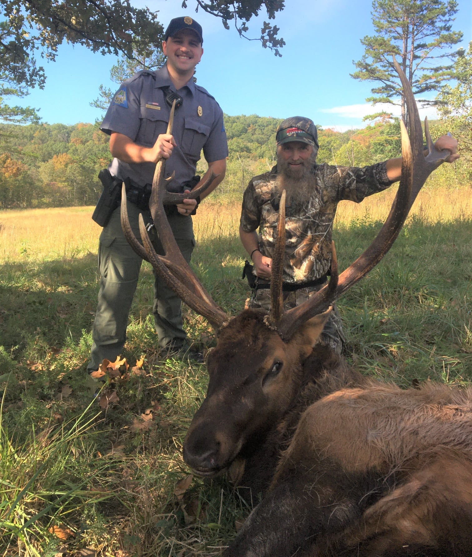 Chris Irick and bull elk