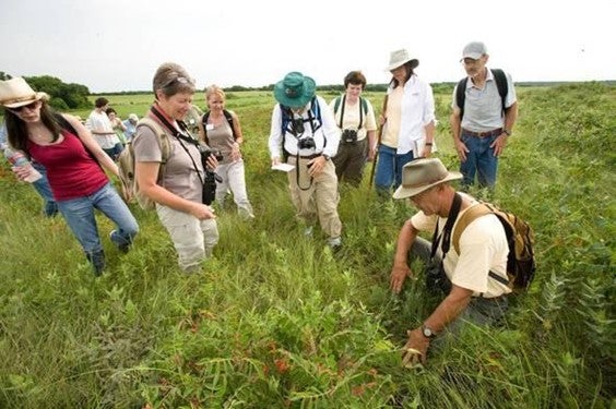 Naturalists in a prairie