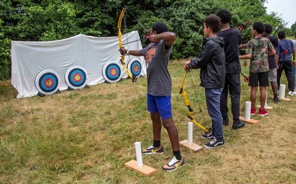 Kids archery practice