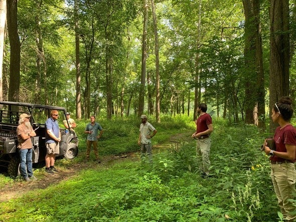 Shaw Nature Reserve staff gives a tour of habitat restoration projects.