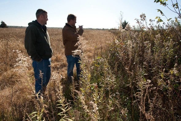 Two men in field