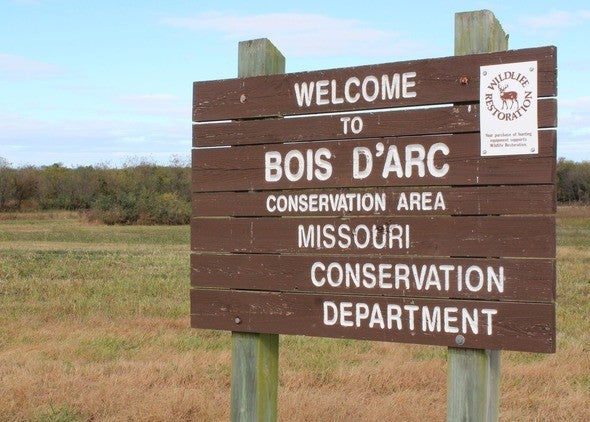 Bois D'arc Conservation Area entrance sign