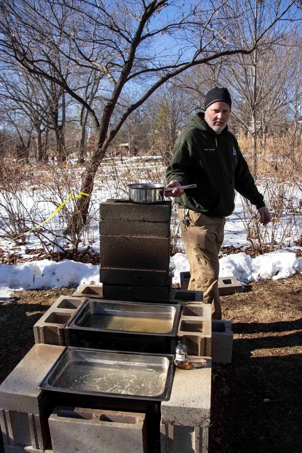Cooking down syrup outside