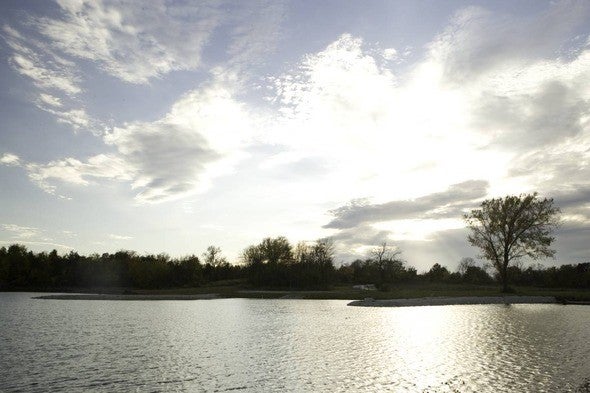 Sun over lake