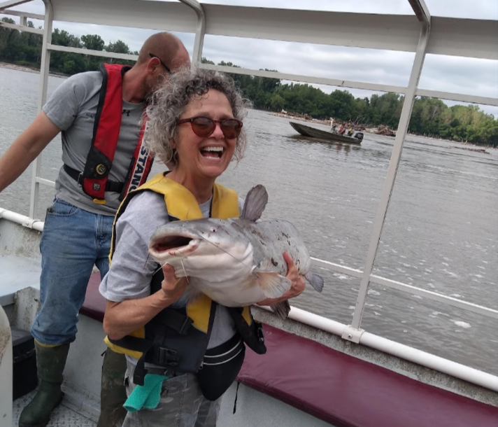 woman with catfish