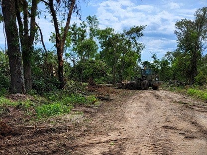 Staff clearing debris at Myrtle Access along Eleven Point River