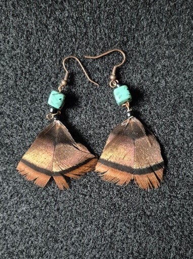 Turkey feather earrings