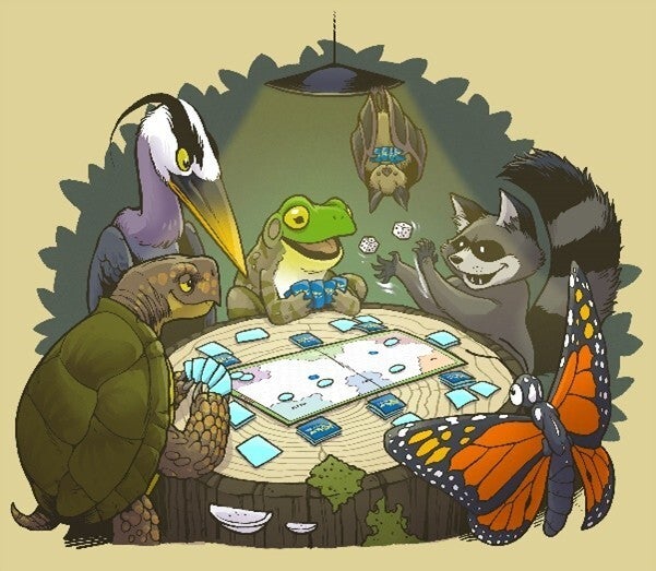 Cartoon of wildlife playing a board game