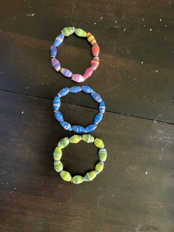 paper bead bracelets from recycled material