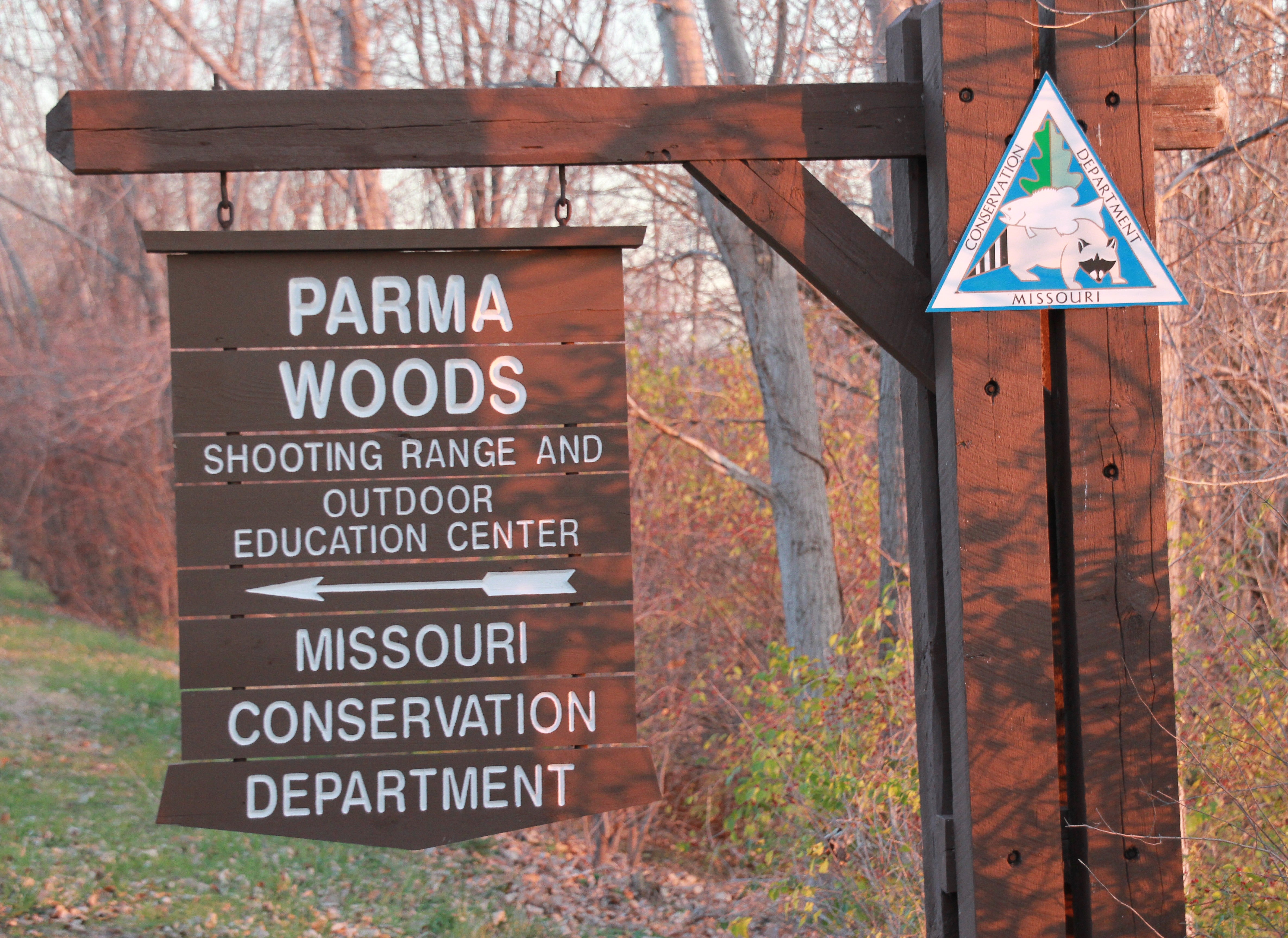 Parma Woods Shooting Range and Outdoor Education Center sign