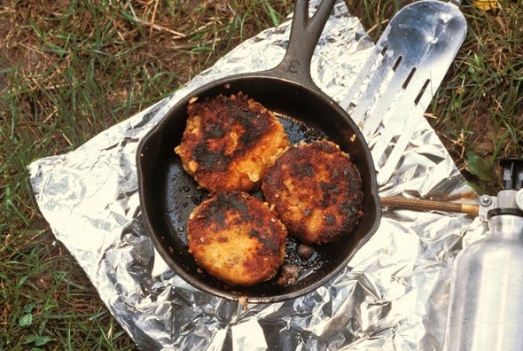 food in cast iron pan