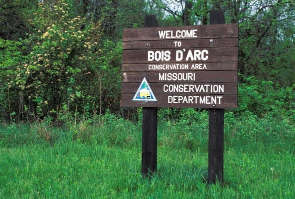 Bois D’Arc Conservation Area sign