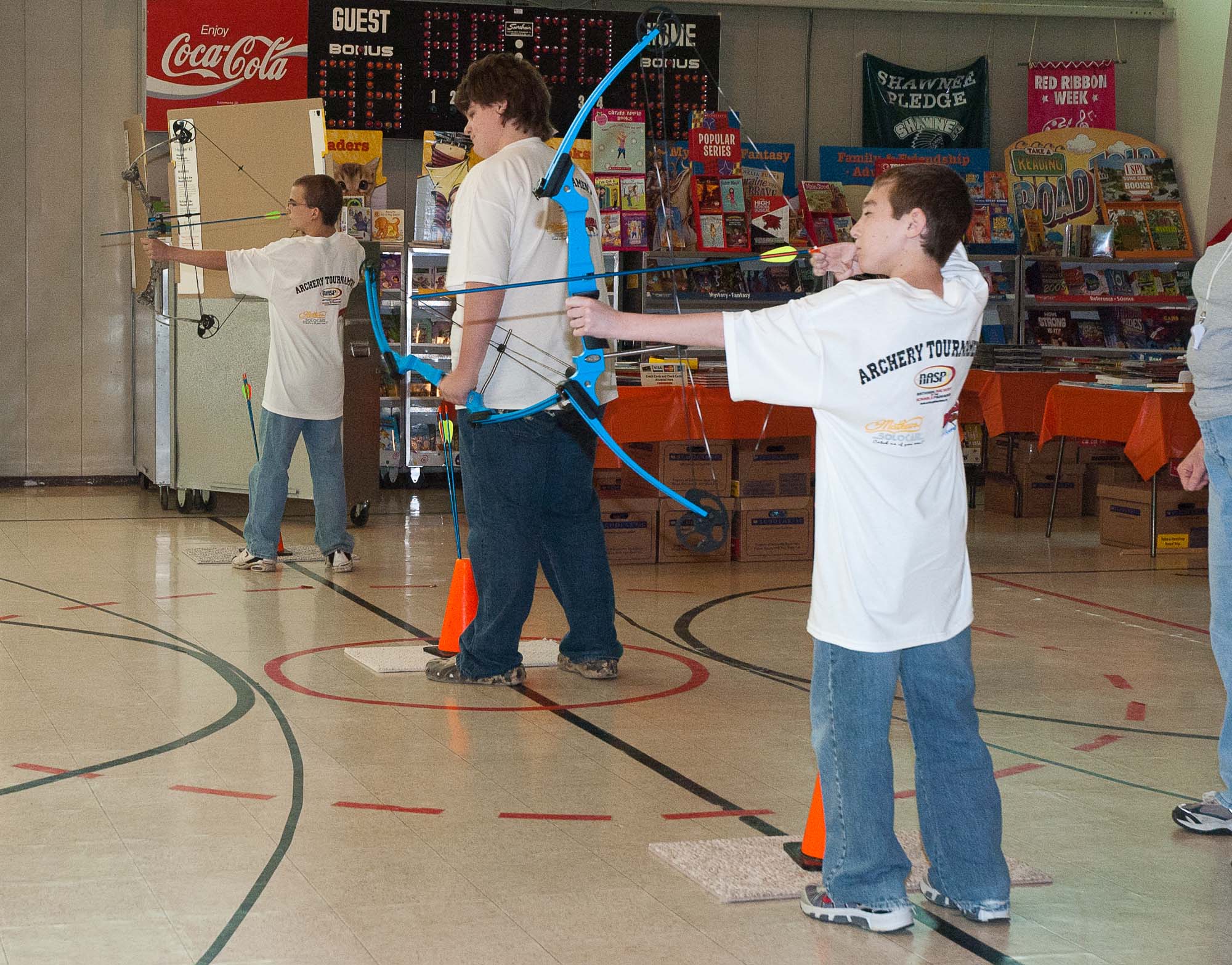 Photo of students at national archery in the schools tournament.