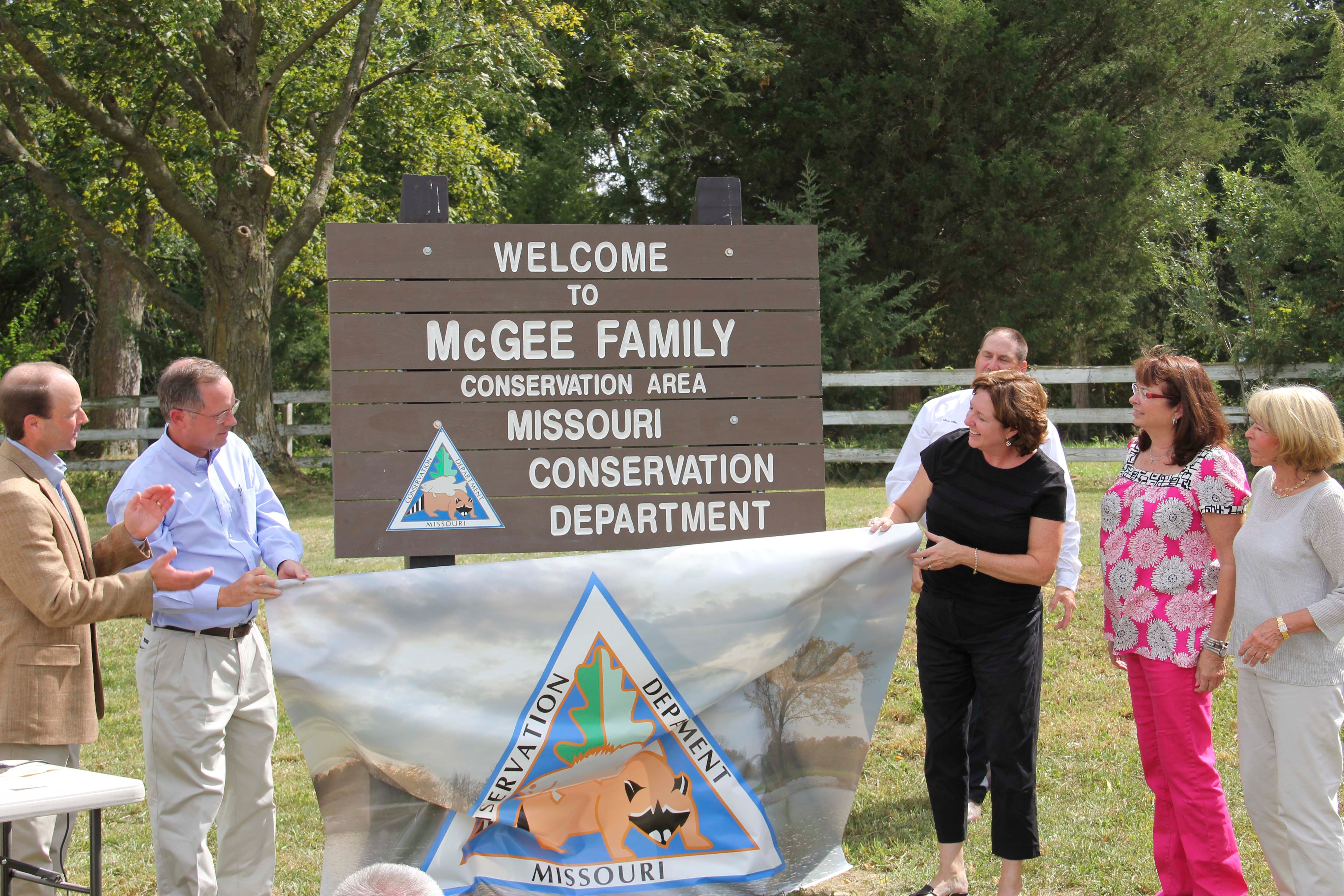 sign unveiling for McGee Family Conservation Area 