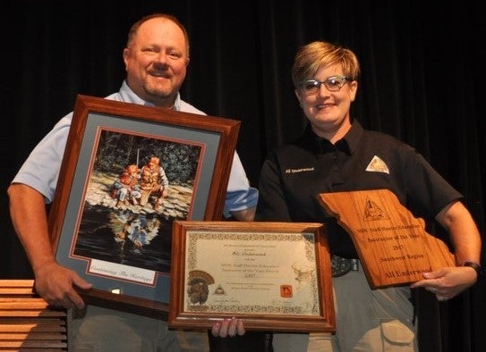 Ali Underwood getting MDC Hunter Education Instructor of the Year award