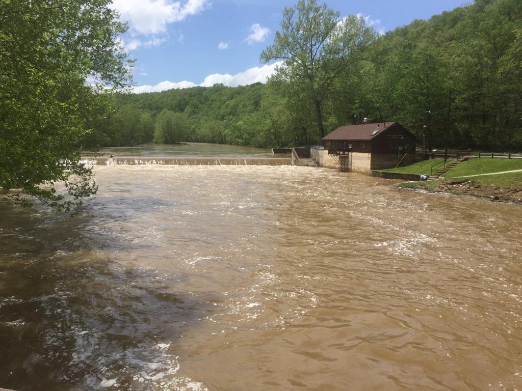 High water at Bennett Spring State Park.