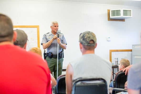 MDC Agent teaching a clinic about frogging.