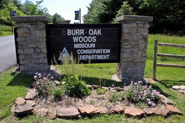 Burr Oak Woods Conservation Area sign