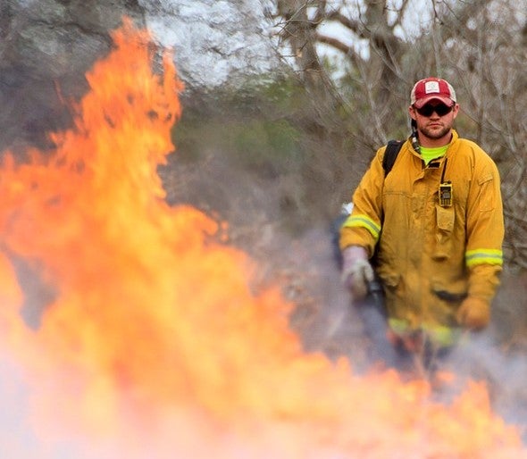MDC Staff Person Conducting a Prescribed Burn