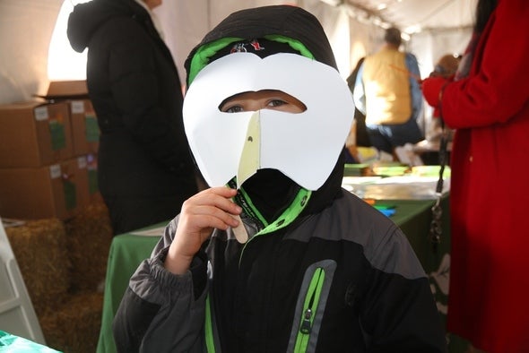 Kid making crafts.