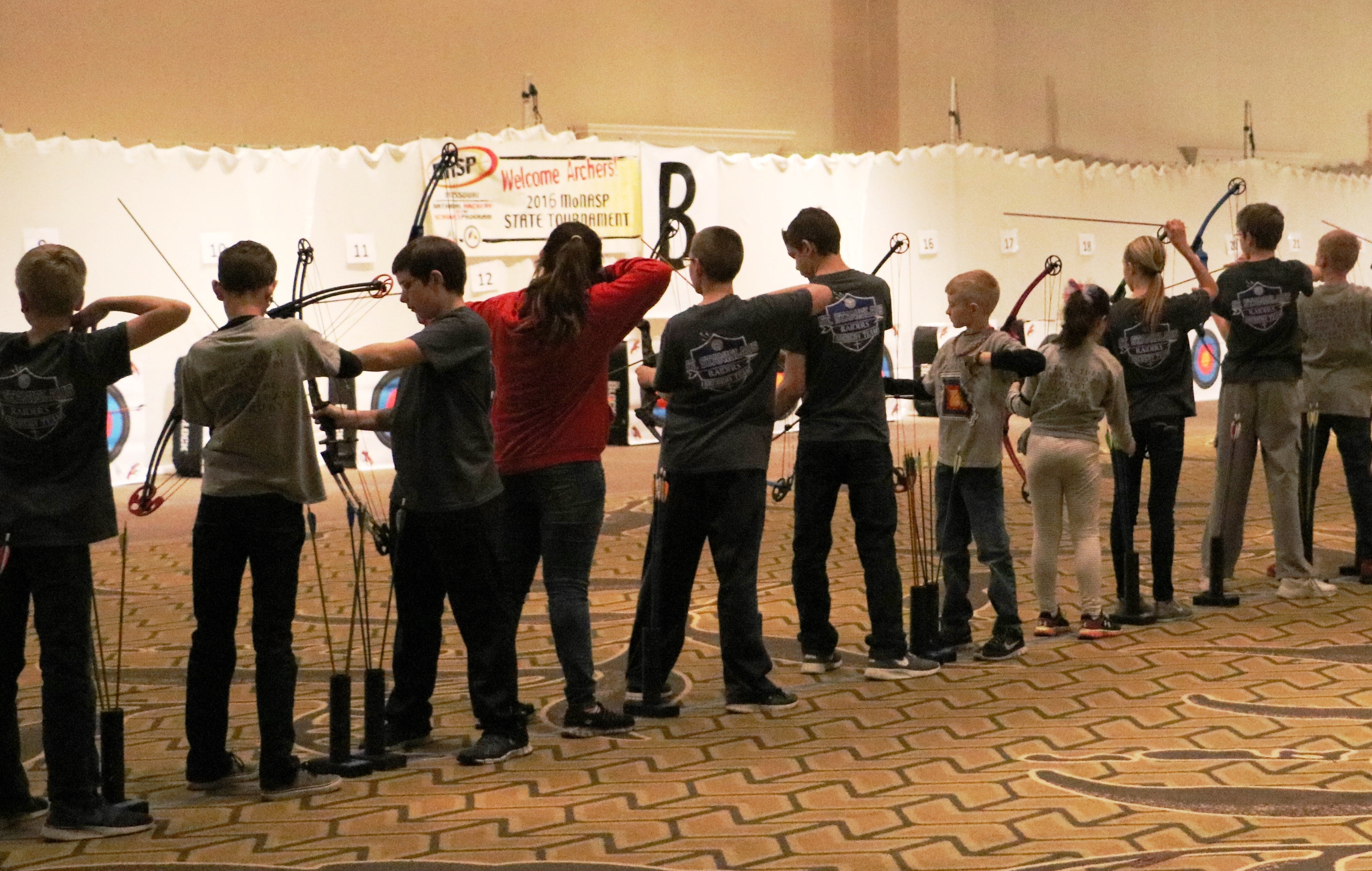 2016 student archers shooting at the MoNASP State Tournament