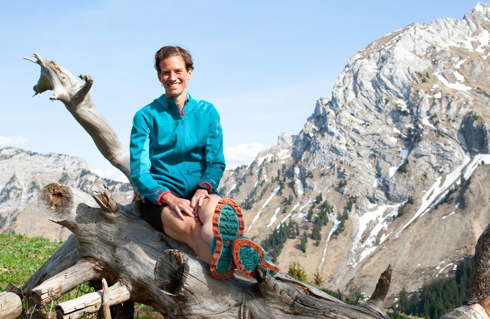 Long-distance hiker Jennifer Pharr Davis poses along the Appalachian Trail.
