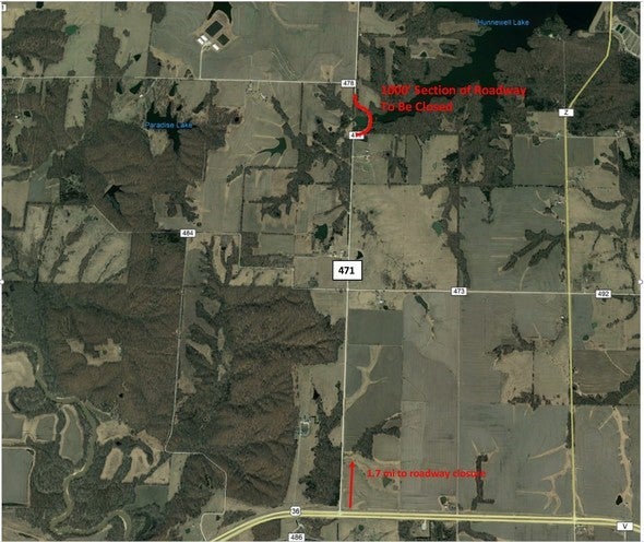 Map of Section of Shelby County Road 471