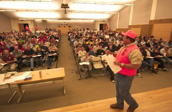 Hunter Ed. Instructor teaching.
