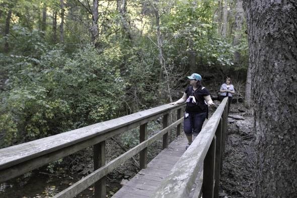 Women walking nature trail at Springfield Conservation Nature Center