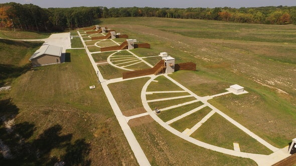 aerial view of the shotgun overlays at MDC’s brand new Busch Shooting Range 