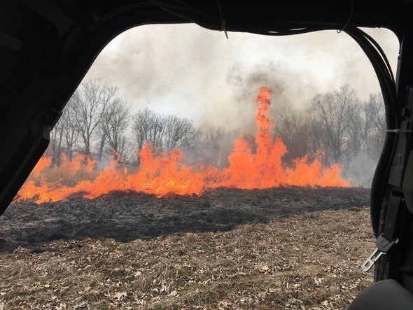 prescribed fire view from truck