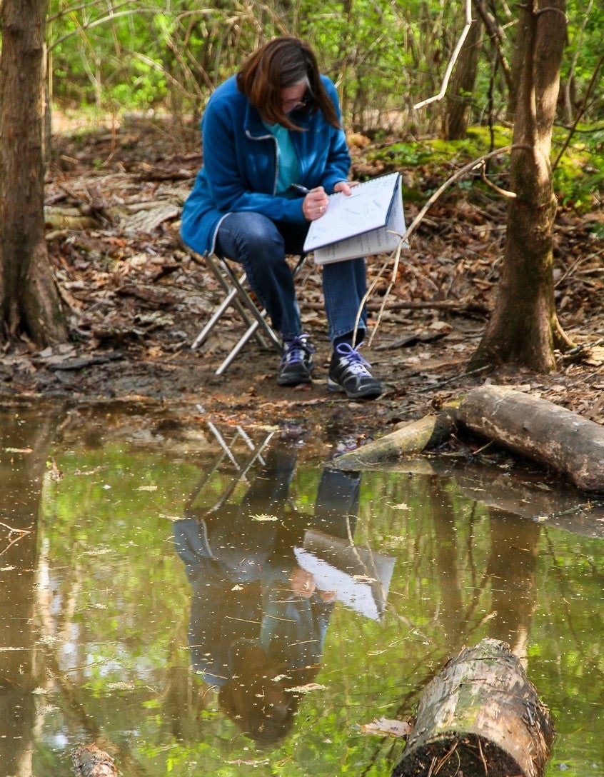 woman nature journaling