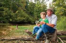 Grandpa and Grandson Fishing