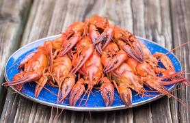 Cooked crayfish on a plate