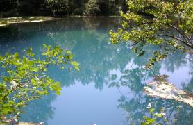 Photo of Alley Spring's pool of blue water.