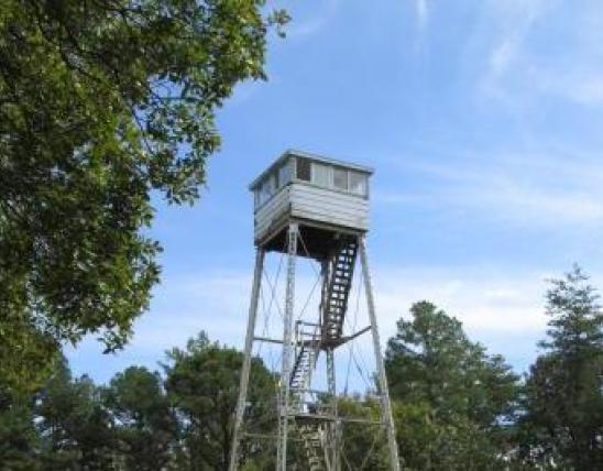top portion of fire tower at Rosati Towersite