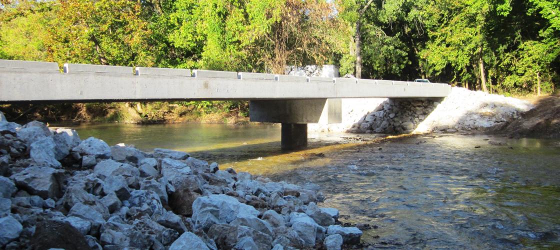 Concrete bridge over stream at Rippee CA 