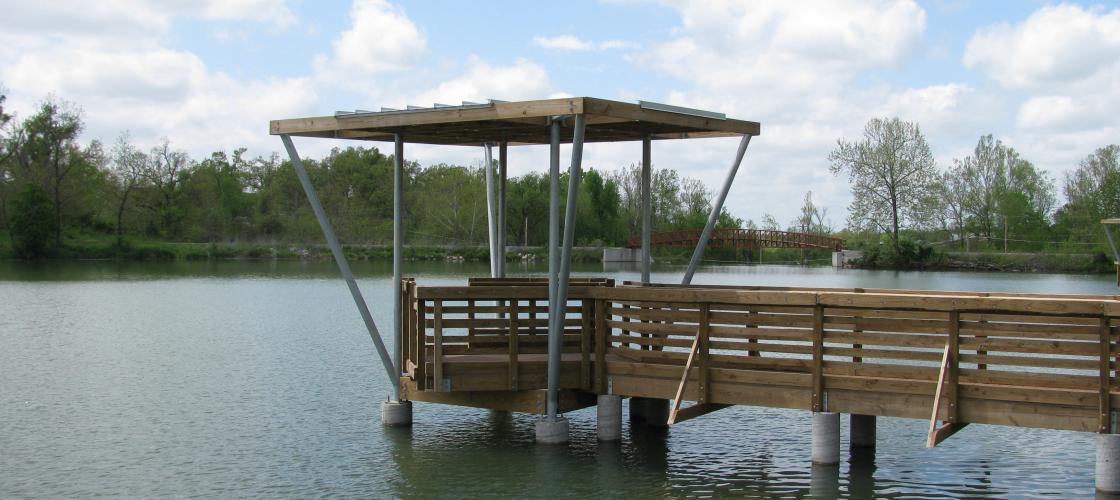 Fishing dock at Watershed Committee of the Ozarks (Valley Water Mill Lake)