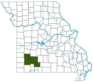 image of Missouri Bladderpod distribution map