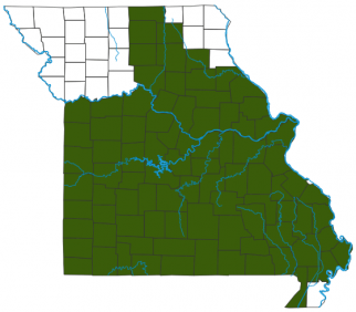 image of Mockernut Hickory distribution map