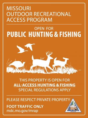 All-access hunting and fishing MRAP sign