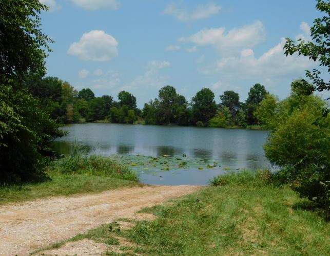 McCredie Farm Lake, Callaway County, Missouri, showing boat ramp
