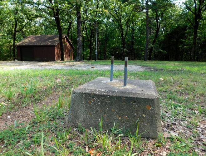 Rocky Mount Towersite, view of one of the remaining concrete bases of the former fire tower