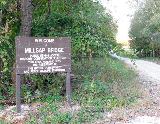 Area sign at Millsap Bridge Access, Lincoln County, Missouri